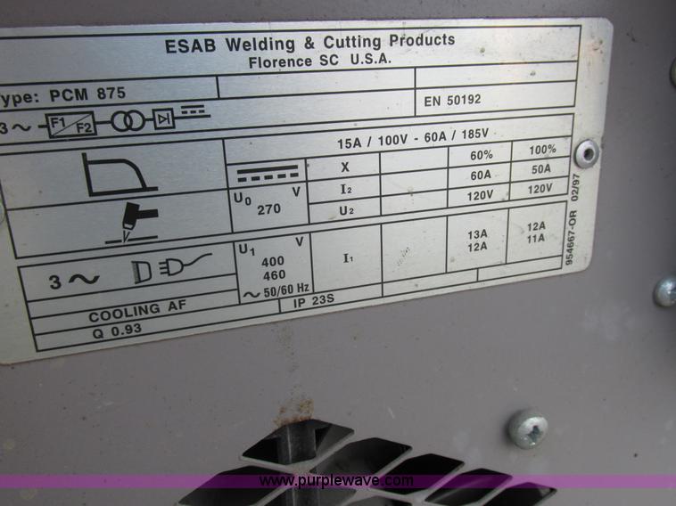 image for item AW9749 Esab PCM-875 plasma cutter