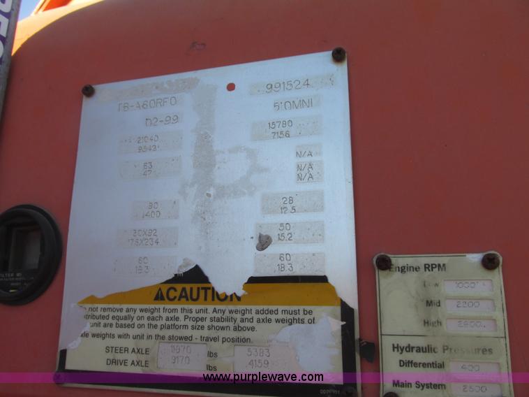 image for item G9805 1999 Snorkel TB60 boom lift