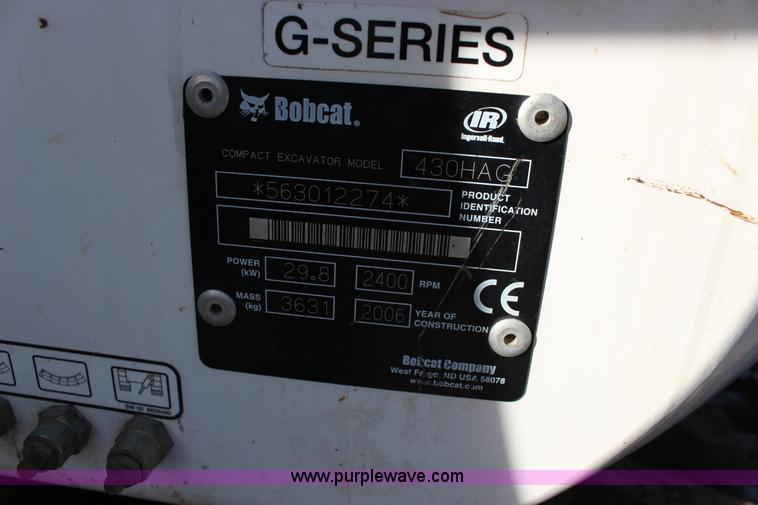 image for item H2001 2006 Bobcat 430G ZHS compact excavator
