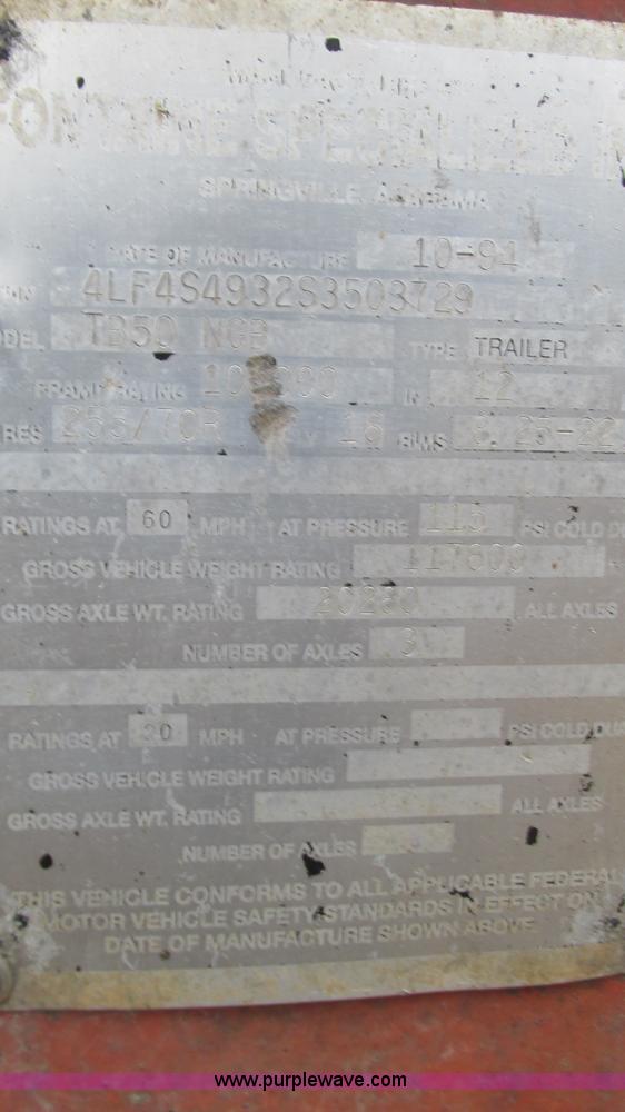 image for item I3112 1994 Fontaine TB50 detachable lowboy trailer