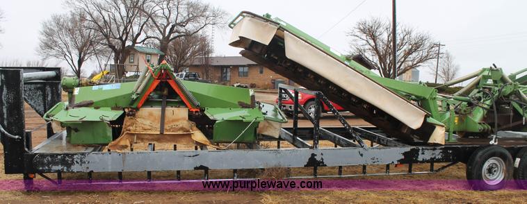 image for item H1630 (2) 2005 Krone disc mower windrowers with shop built trailer