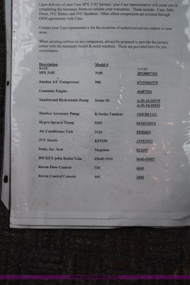 image for item I8534 2005 Case IH SPX3185 self-propelled sprayer