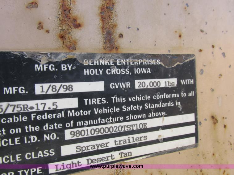 image for item I8751 1998 Behnke Enterprises trailer