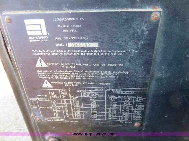 image for item K7209 1990 Ag-Chem TerraGator 1804 self-propelled sprayer