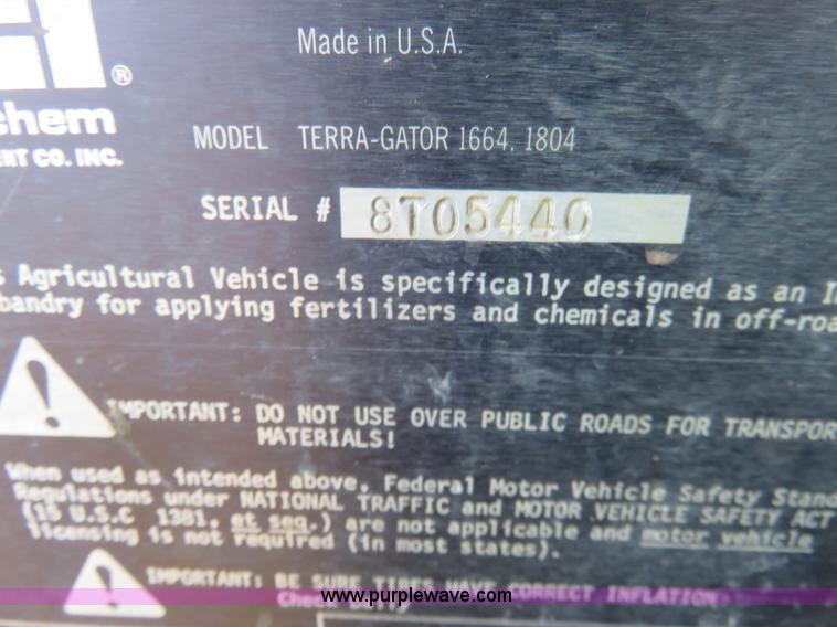 image for item K7209 1990 Ag-Chem TerraGator 1804 self-propelled sprayer