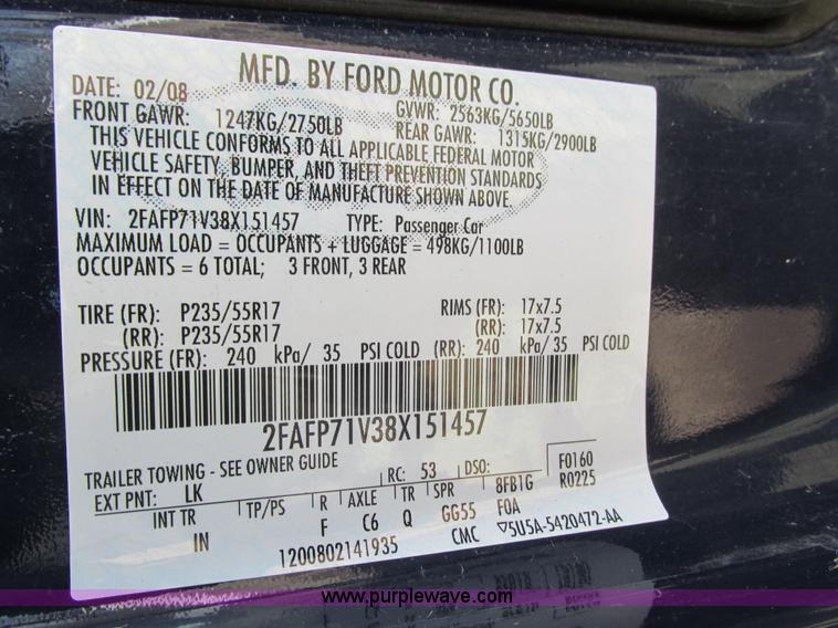 image for item I4061 2008 Ford Crown Victoria Police Interceptor