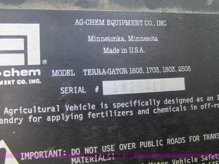 image for item AW9822 1992 Ag-Chem TerraGator 1803 applicator cab and chassis