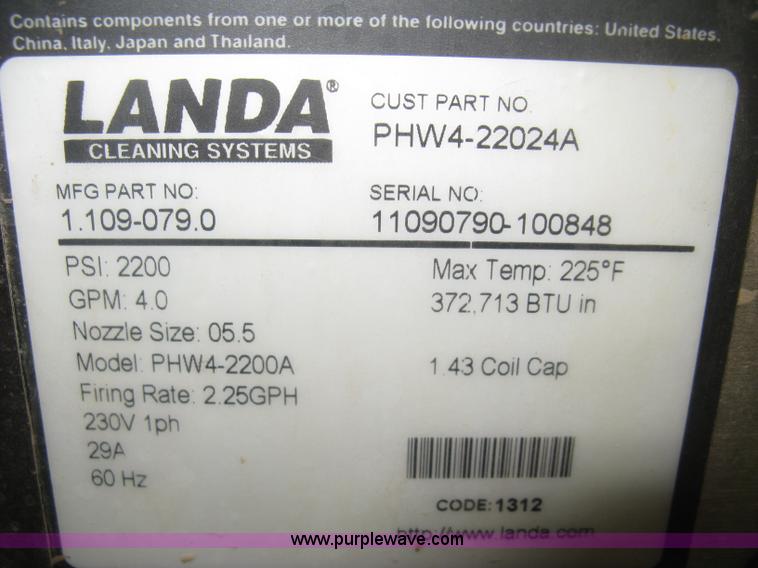 image for item BD9587 2012 Landa PHW hot high pressure washer