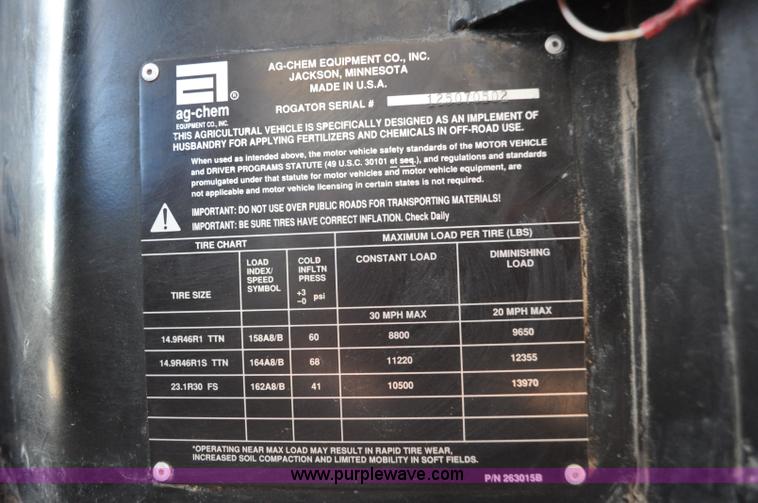 image for item F2210 2002 Ag-Chem RoGator 1254 self-propelled sprayer