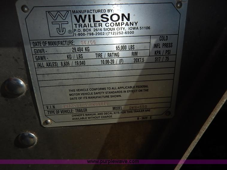 image for item I5115 2009 Wilson DWH-550 grain trailer