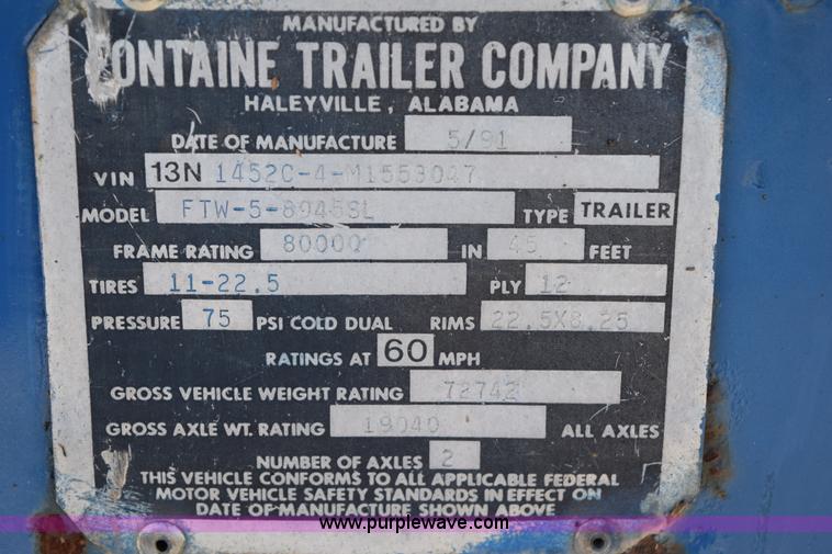 image for item I8517 1991 Fontaine flatbed trailer