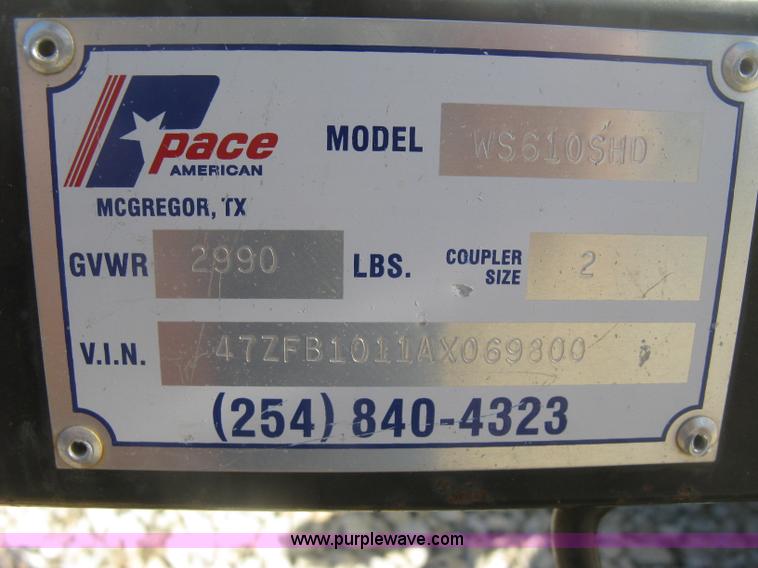 image for item K2796 2010 Pace work/sport cargo trailer