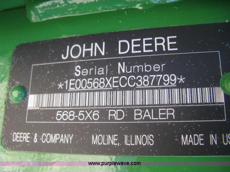 image for item K2798 2012 John Deere 568 round baler