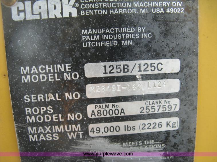 image for item K2830 1985 Clark 125C wheel loader