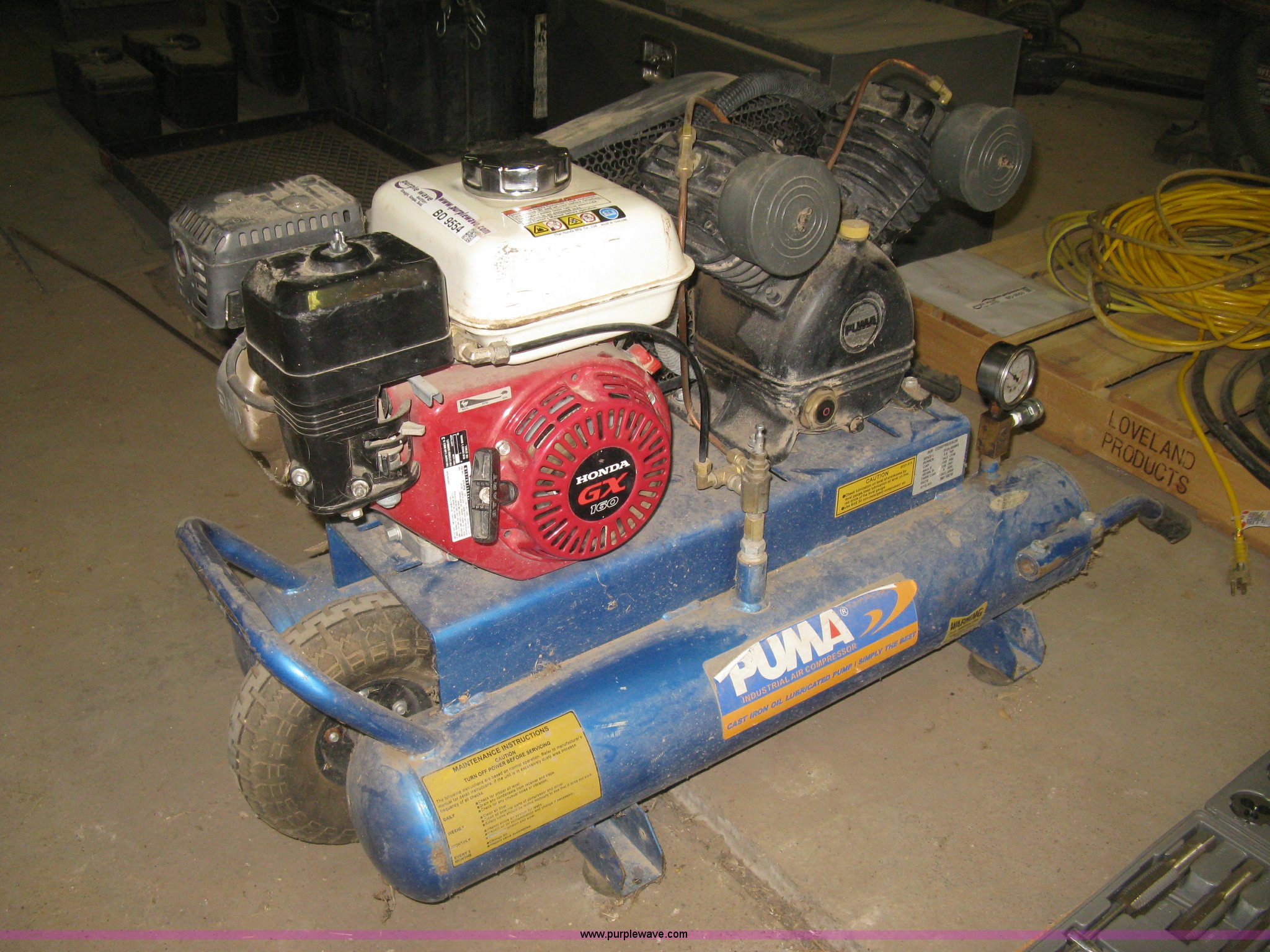 Puma Industrial air compressor in Lyons, KS Item BD9554 sold Purple