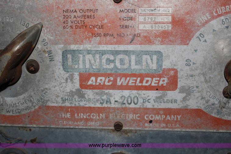 image for item BR9491 Lincoln SA200 DC arc welder