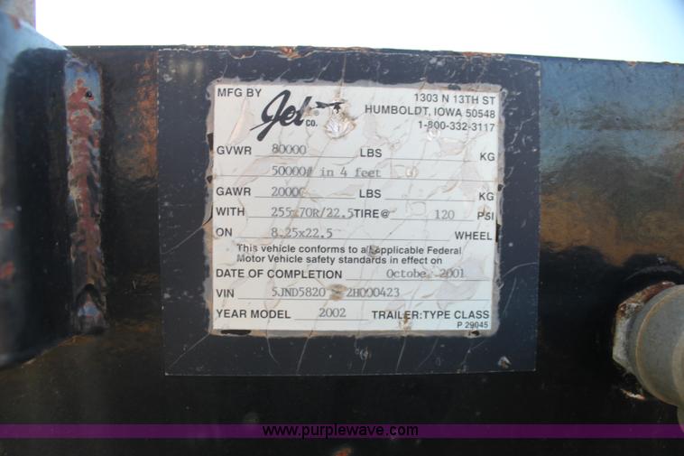 image for item F3474 2002 Jet drop deck flatbed equipment trailer