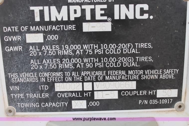 image for item F3476 1997 Timpte double hopper grain trailer