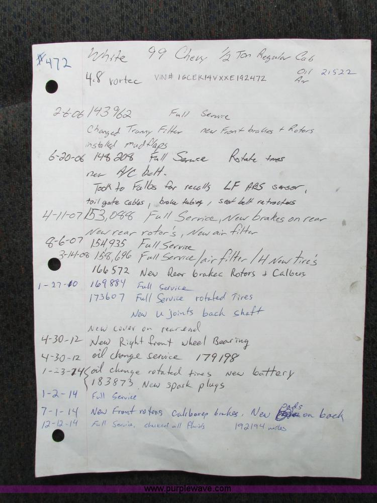 image for item I4065 1999 Chevrolet Silverado 1500 pickup truck