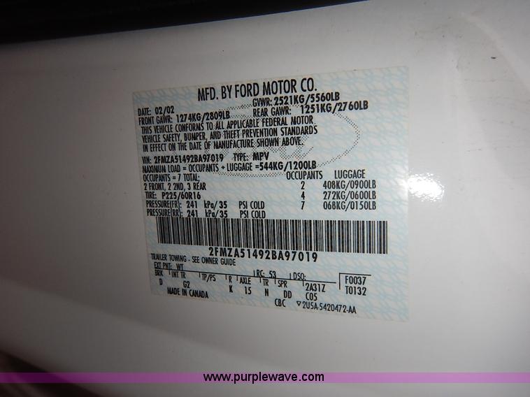 image for item I5046 2002 Ford Windstar LX van