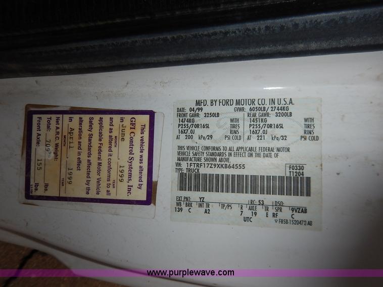 image for item I5100 1999 Ford F150 pickup truck