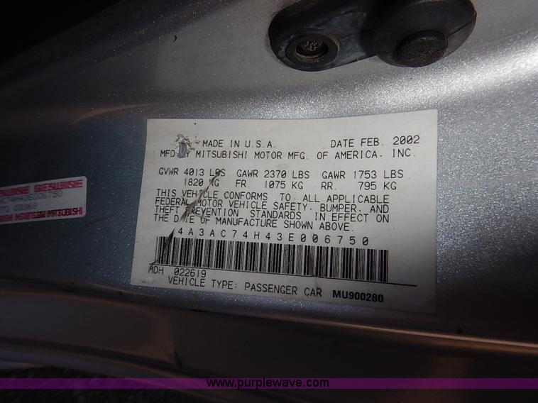 image for item I5111 2003 Mitsubishi Eclipse GTS