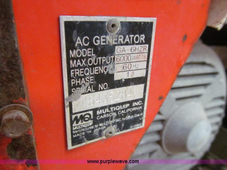 image for item J3282 Multiquip GA-6HZR generator