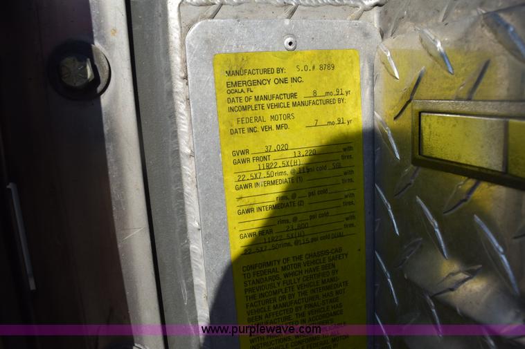 image for item E6152 1991 Federal Motors Emergency One fire truck