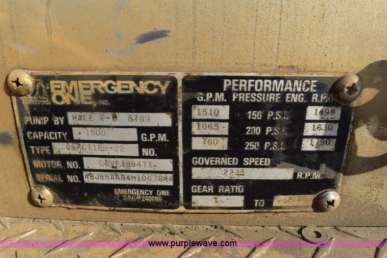 image for item E6152 1991 Federal Motors Emergency One fire truck