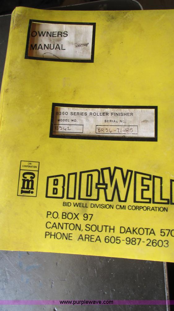 image for item I3095 Bidwell concrete roller bridge deck finisher