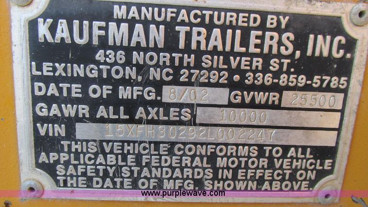 image for item K2007 2002 Kaufman trailer