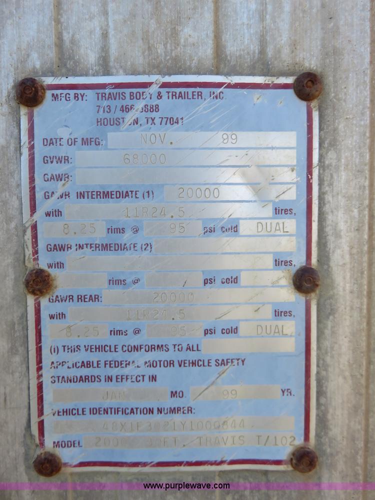 image for item K7172 2000 Travis end dump trailer