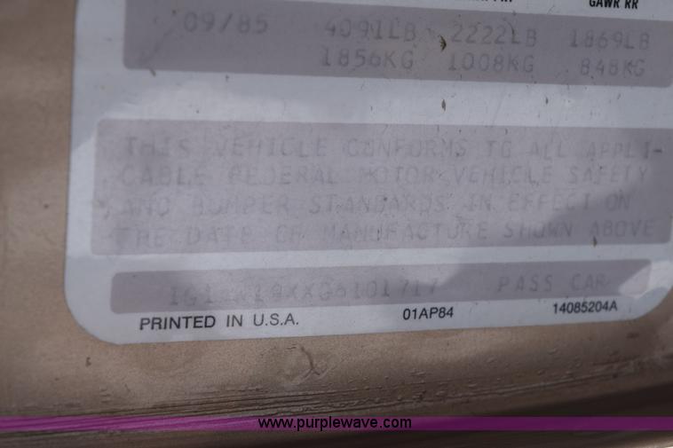 image for item E6165 1986 Chevrolet Celebrity