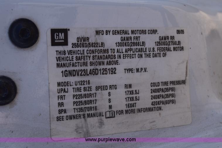 image for item E6170 2006 Chevrolet Uplander EXT LS SUV