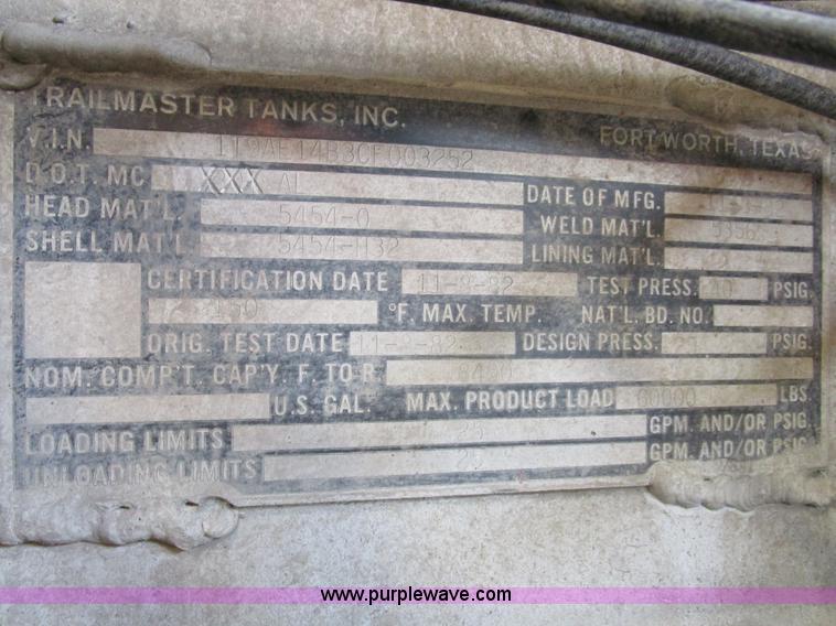 image for item D2308 1982 Trailmaster tanker trailer