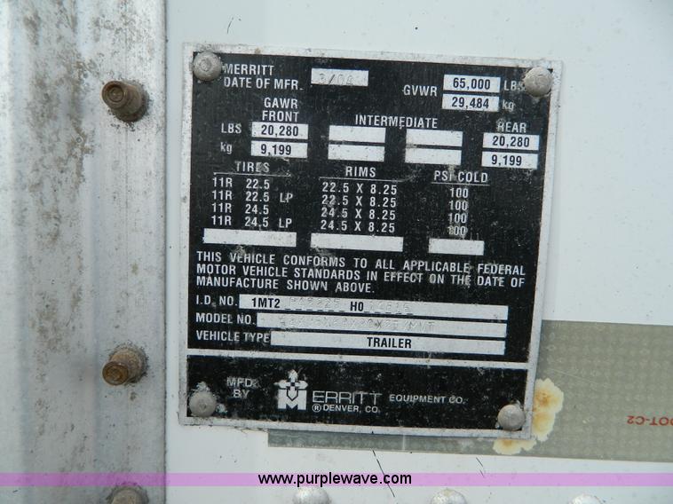 image for item H2258 2005 Merritt double hopper bottom grain trailer