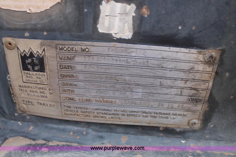 image for item H1618 2000 Trail King TK60HG-482 lowboy trailer