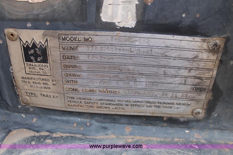 image for item H1618 2000 Trail King TK60HG-482 lowboy trailer