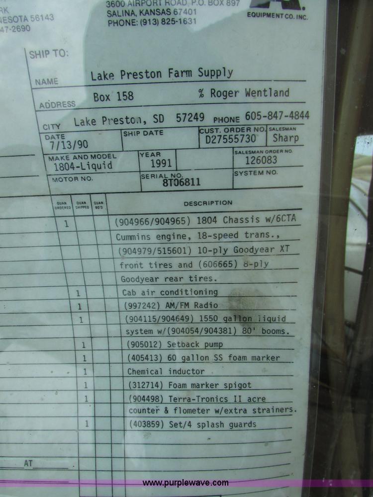 image for item I6640 1991 Ag-Chem TerraGator 1804 self-propelled sprayer