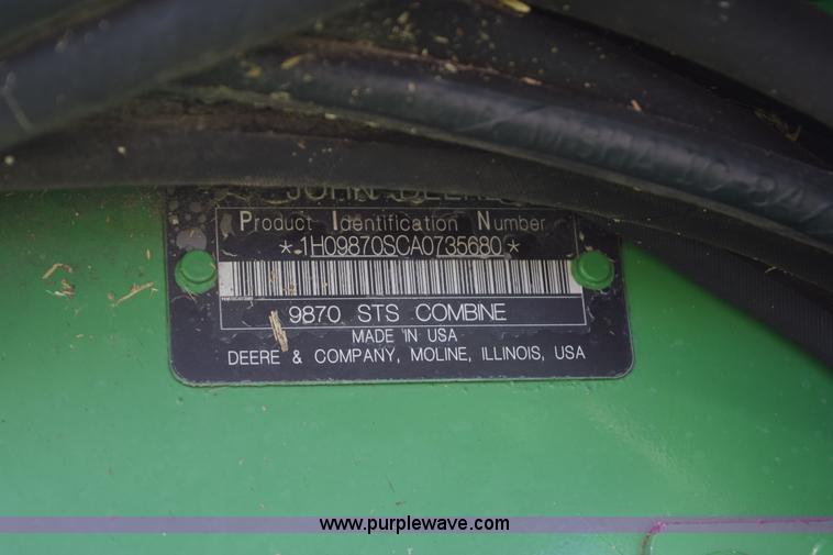 image for item I8501 2010 John Deere 9870 STS RWA combine