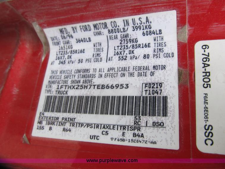 image for item F8981 1996 Ford F250 XLT SuperCab pickup truck