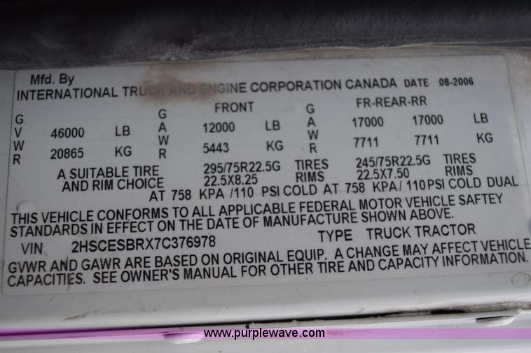 image for item K2311 2006 International 9200i semi truck