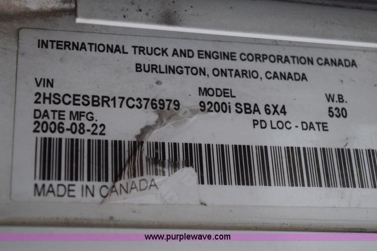 image for item K2312 2007 International 9200i semi truck
