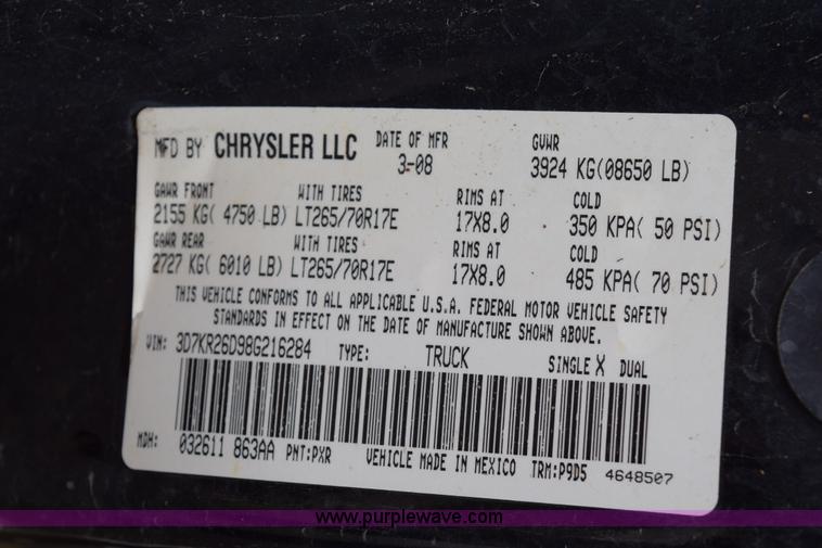 image for item K2316 2008 Dodge Ram 2500 pickup truck