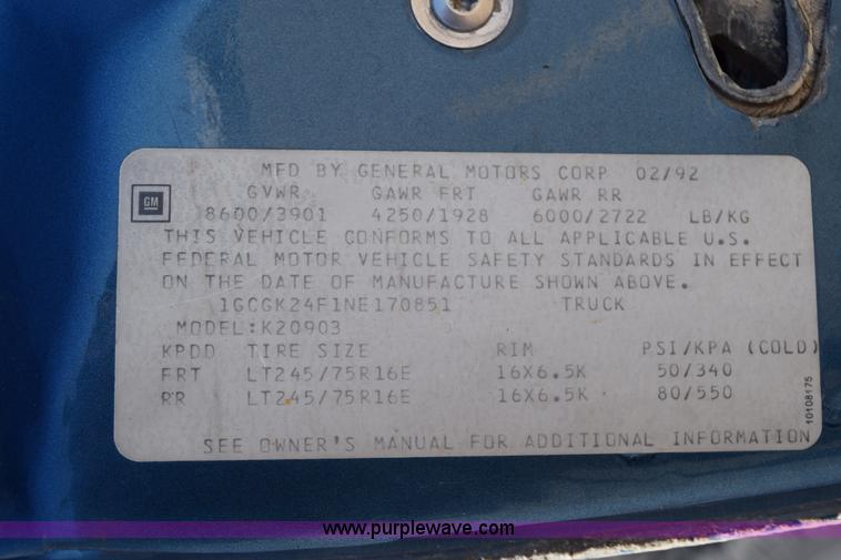 image for item K2328 1992 Chevrolet 2500 pickup truck