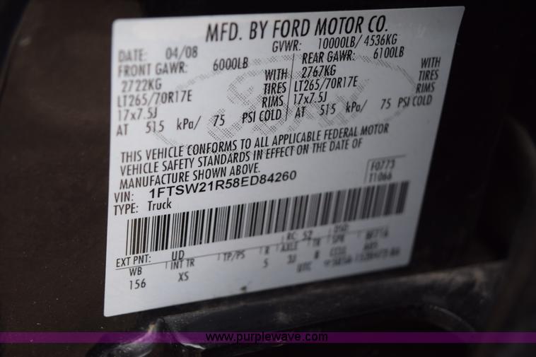 image for item K2329 2008 Ford F250 Super Duty XLT Crew Cab pickup truck