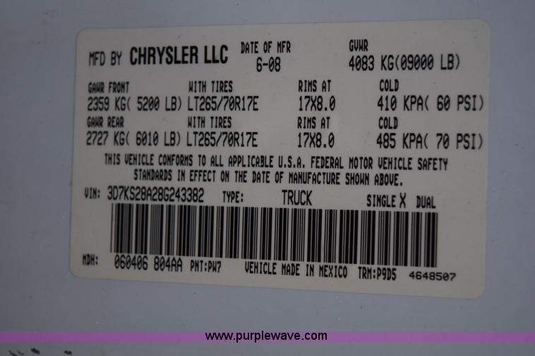 image for item K2366 2008 Dodge Ram 2500 pickup truck