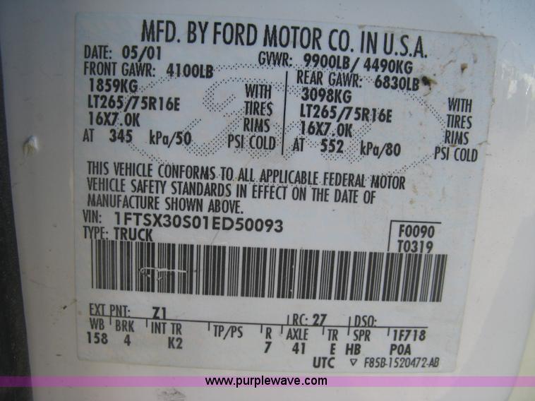 image for item K2864 2001 Ford F350 Super Duty XL SuperCab pickup truck