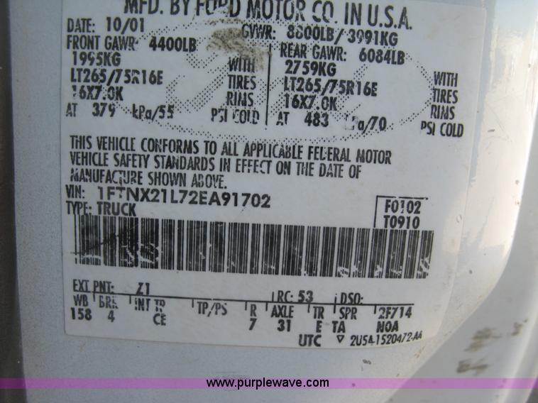 image for item K2869 2002 Ford F250 Super Duty XL SuperCab pickup truck