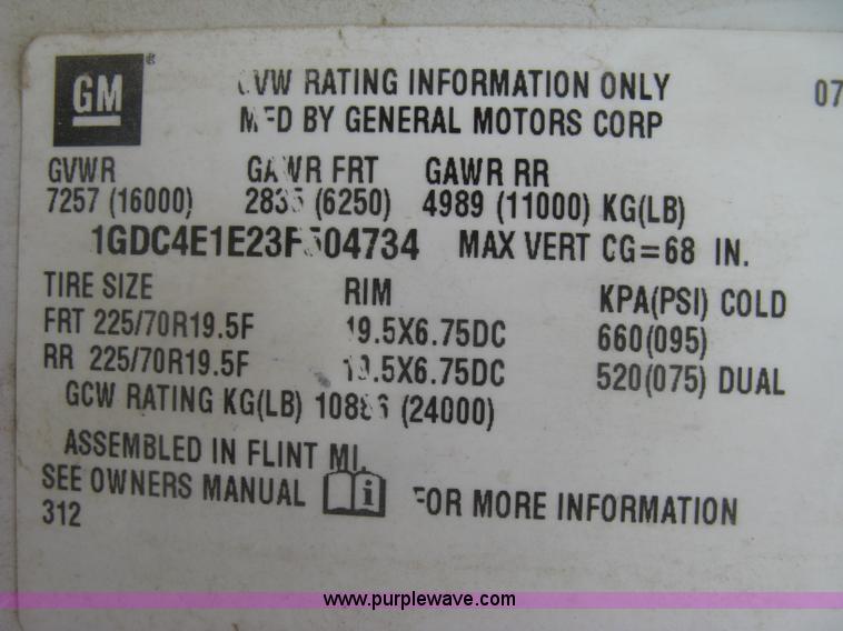 image for item K2926 2003 GMC C4500 flatbed truck